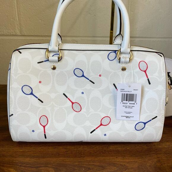 Coach C8285 Rowan Satchel In Signature Canvas With Racquet Print In Chalk Multi - Picture 5 of 10
